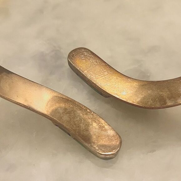 Signed Vintage Mexico Taxco Malachite 925 Sterling Silver Bangle Bracelet Cuff - Picture 9 of 12